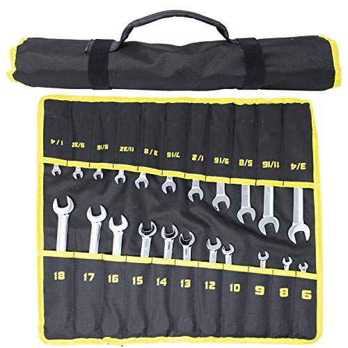 Toolman 22pcs ratcheting wrench set with mirror finish includes SAE and Metric combination wrenches TKH002