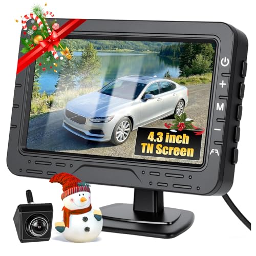 CAMECHO Backup Camera for Car Truck Monitor Digital Signal Stable Front/Rear View Camera 4.3 Inch Night Vision for Truck/Car/Pickup/SUV/Tractors/Bus/Pickup with IP68 Waterproof