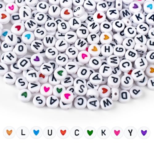 cuentas de letras de la A a la Z, 4 x 7 mm cuentas de colores para enhebrar, perlas acrílicas redondas para pulseras, joyas, manualidades, collares, adornos, colgantes, accesorios, dorados (Style 2)