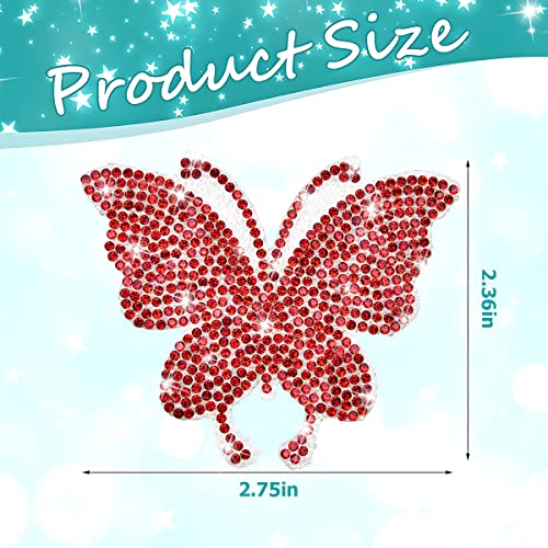 Belomi Bling Crystal Butterfly Car Sticker, 6 Pcs Rhinestone Decoration Self-Adhesive Sticker Decal For Car Bumper Window Laptops Luggage, Glitter Decal Car Interior Accessories For Women (Red) #TOP1