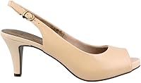 LifeStride Women's TellerPump Peep-Toe Slingback Heels - Adjustable Buckle Comfort Pumps