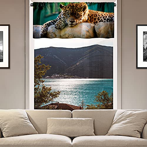 Windows Rod Pocket Curtain Valance Jaguar Wild Animal Big Cat Blackout Valances For Window Treatment Decor For Kitchen Bathroom Living Room 14" X 52" #TOP5