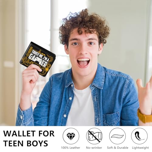 Image of Teen Boys Wallet, Cool Wallets for Kids Son 9-12 /8-10 /8-12 with Card, Funny Leather Bifold Rfid Blocking Purse Coin Pocket Id Window for Men Boy Male Youth Guys
