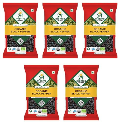 Image of 24 Mantra Organic Whole Black Pepper - 100Gms|Pack Of 5|Chemical Free & Pesticides Free|Unadulterated|Rich Flavour