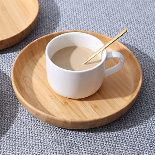 Cluzelar Bamboo Plates Reusable Round For Food,Bamboo Serving Platter,Bamboo Dinnerware Sets,Tableware Set Of 3,Cute Plate For Dessert,Appetizer,Cheese,Coffee #TOP5