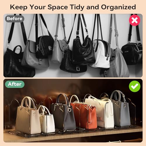 Ninonly 12 Pack Adjustable Acrylic Shelf Dividers for Closet Handbag Storage Organiser Clear Shelf Dividers Detachable for Clothing Storage, Wood Closet, Bedroom,Office - Image 3