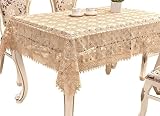 ADASMILE A & S Unique Beige Tablecloth Embroidered Floral Lace Fabric Customer Order Suqare Table Co