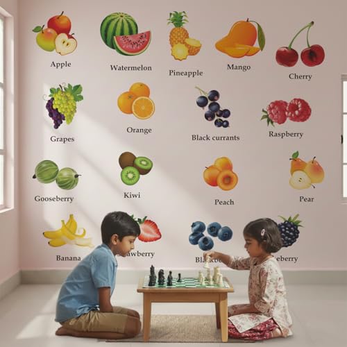 Image of StickMe 'Colourful Furits Baby - Kids - Learning Education Nursery Pre School Kinder Garden Wall Sticker' -SM408 (Multi Colour, Vinyl) (Premium Extra Large - 210 x 180 cm)