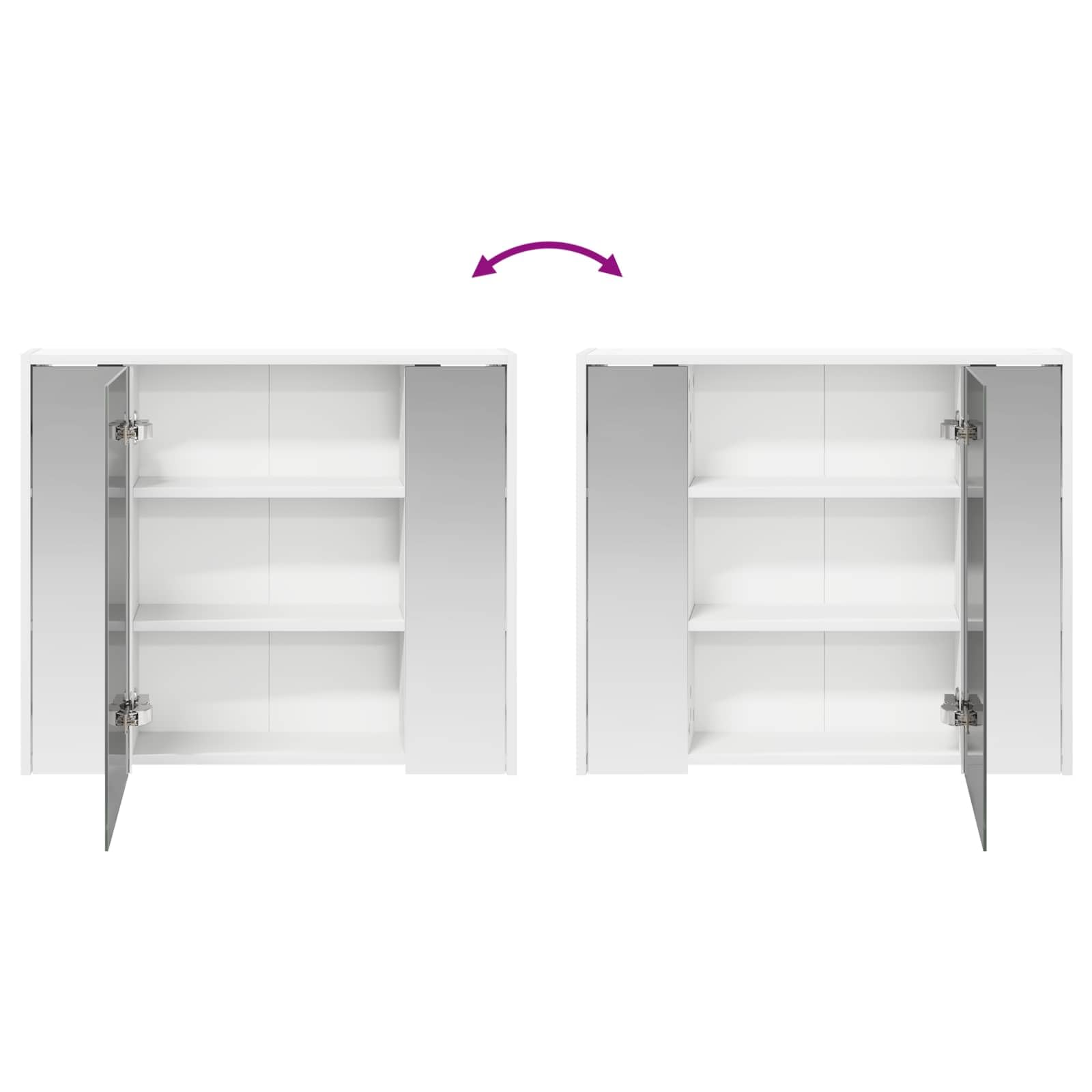 Armadietto da bagno con specchio in legno bianco, 73,5 x 16 x 62,5 cm, con ripiani regolabili, montaggio a parete, per mobili da bagno e salvaspazio nella stanza degli ospiti e nella