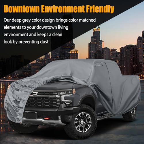 Image of Waterproof Premium Truck Covers Replace for Ford F-Series,Chevy Silverado,Dodge Ram CrewCab 5.5 ft, 10 Layers Heavy Duty with Cotton Liner Car Cover with Zipper Door for Snow Rain Dust Protection