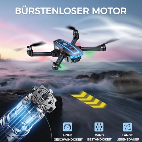 G10 GPS Drohne mit kamera EIS 4K Erwachsene (Bildschirmfernsteuerung), 5G Faltbare Drone mit Bürstenloser Motor, GPS Auto Rückkehr, 2 Akkus für 45 min Flugzeit, unter 249g, Klasse-C0