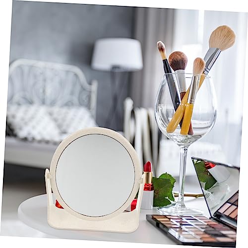 Espejo de maquillaje doble cara rotativo marco elegante miniatura 6