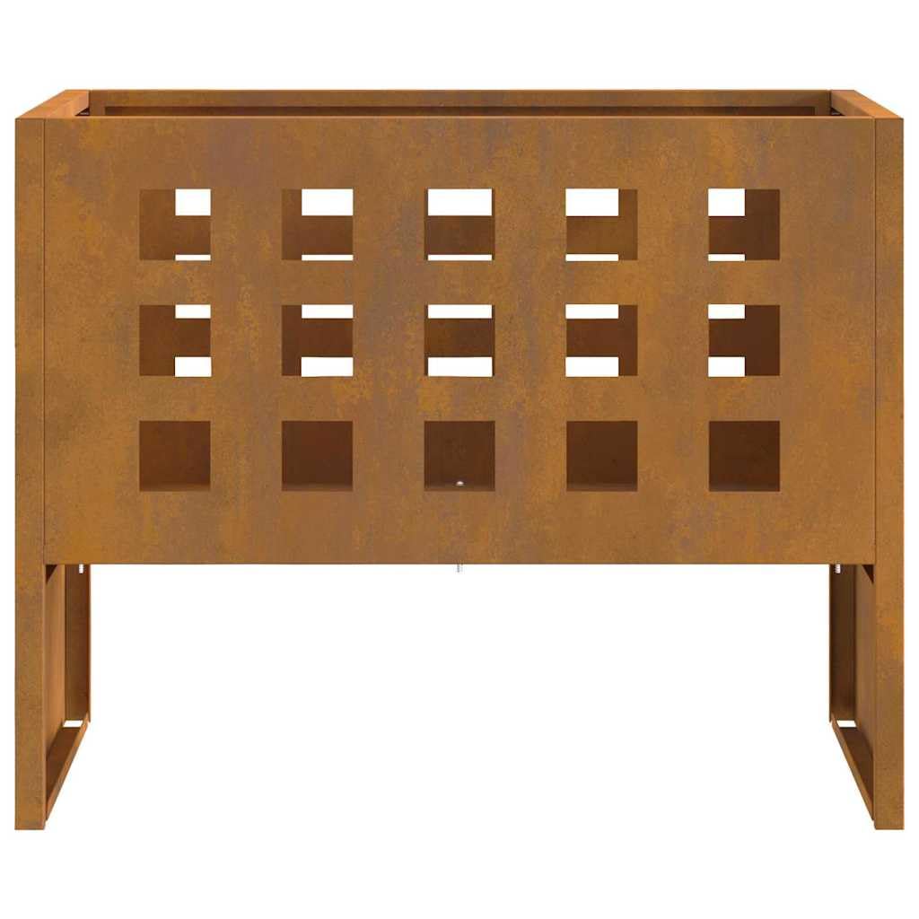 Cestino per focolare esterno portatile in acciaio per balcone e terrazza, moderno braciere 50 x 30 x 40 cm, colore marrone, ideale per campeggio e giardino con design aperto