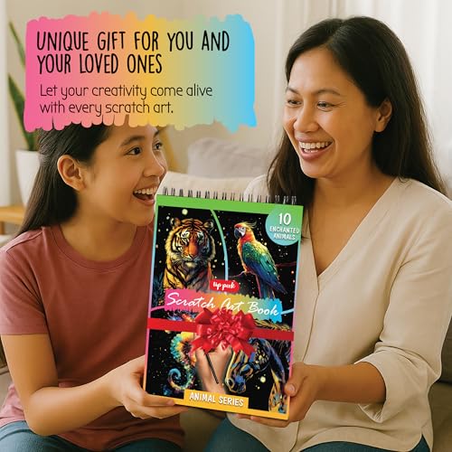 animals scratch art book for adults - colorful animal series scratch art  scratch painting foil art for adults  scratch and sketch animal series books  foil engraving scratch art animal series