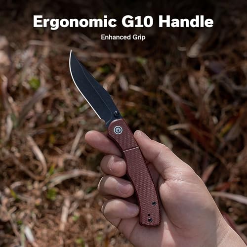 Image of CIVIVI Clingman EDC Pocket Folding Knife with Titanium Reversible Clip, 2.99 inch Nitro-V Blade G10 Handle Liner Lock Knife, Gift for Men Women C23065-2 (Burgundy)