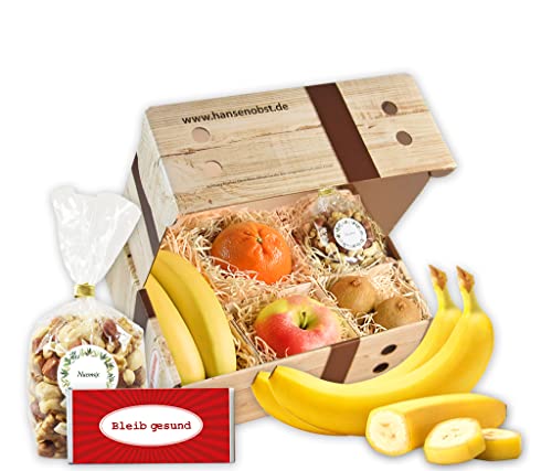 Hansen Obst - Geschenkbox - fruchtige Obst-Box - “Bleib gesund, klein” - Präsentkorb - Obst-Geschenkset - gefüllte Obstkiste - Probier-Obstbox (Die Rustikale)