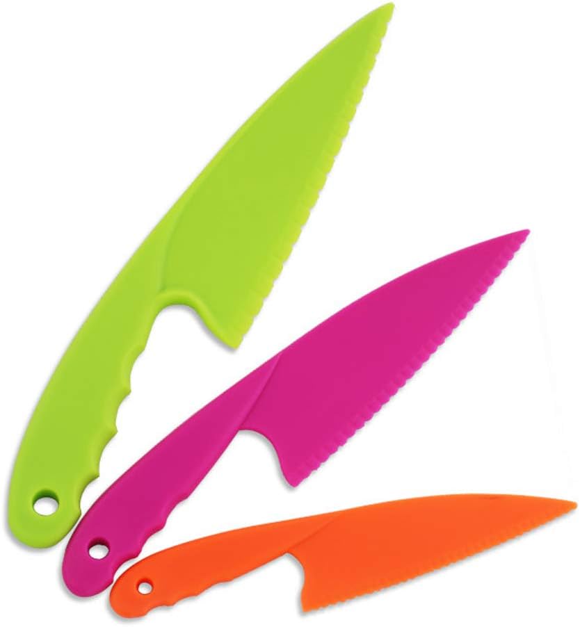 Jatidne3pcs Kids Knives for Chopping Plastic Safety Knives for Children Kitchen Knife Set Salad Lettuce Knife for Cooking