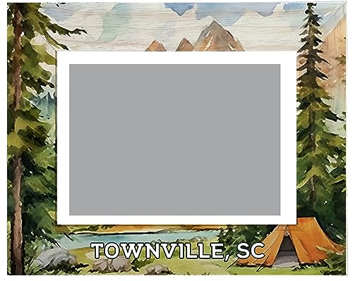 R and R Imports Townville South Carolina Souvenir Wooden Photo Frame Camping Tent Design Horizontal