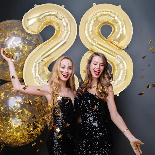 Image of Champagne Gold Large Number 8 Balloon, 40 Inch Light Gold Foil Helium Number Balloons, Giant Mylar Number 8 Balloons for 8 Years Old Birthday Party Anniversary Decorations