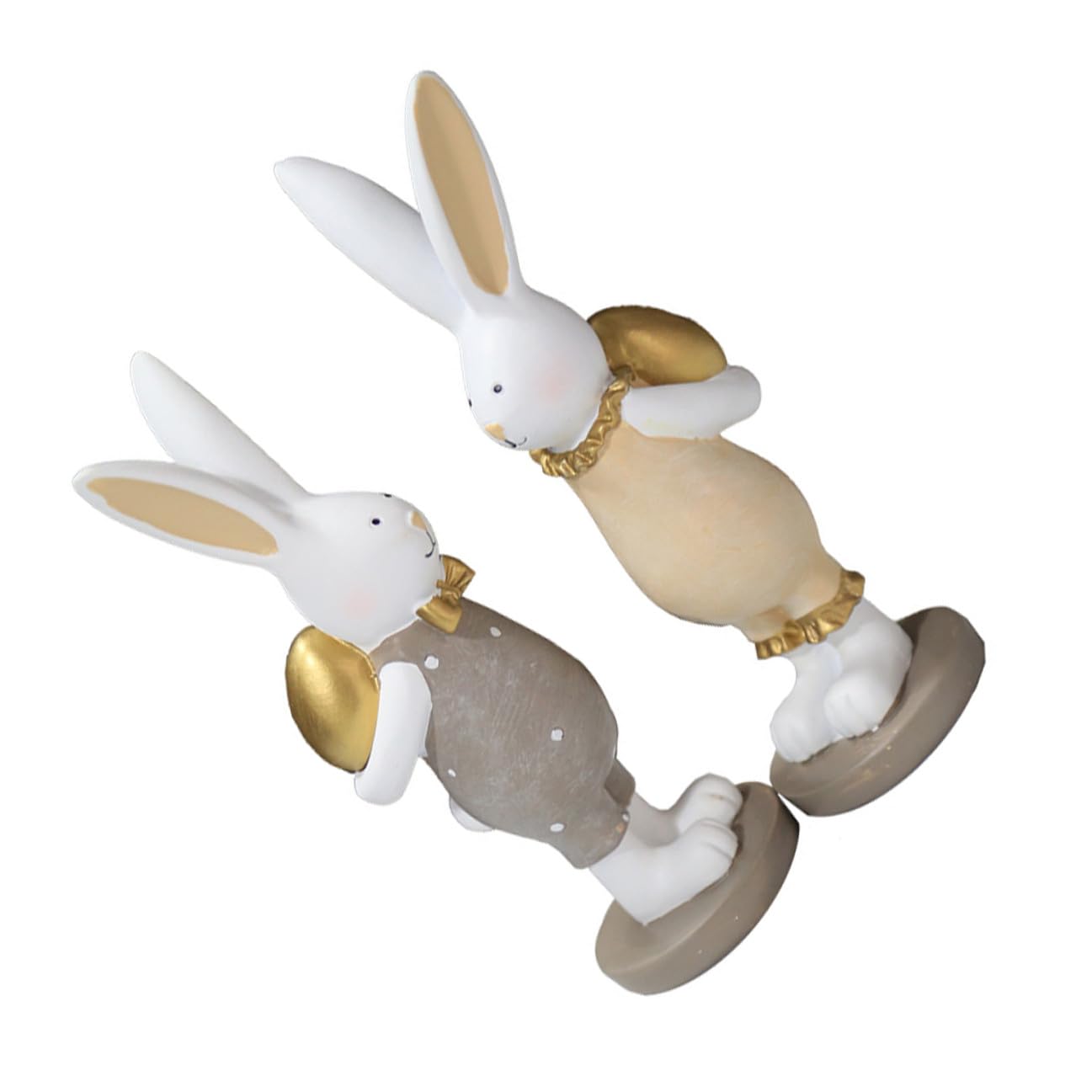 VALICLUD Decorazioni Pasquali 2 Pezzi Coniglio in Resina con Uovo Realistico per Festa di Pasqua, Ornamenti da Tavolo Sicuri e Resistenti