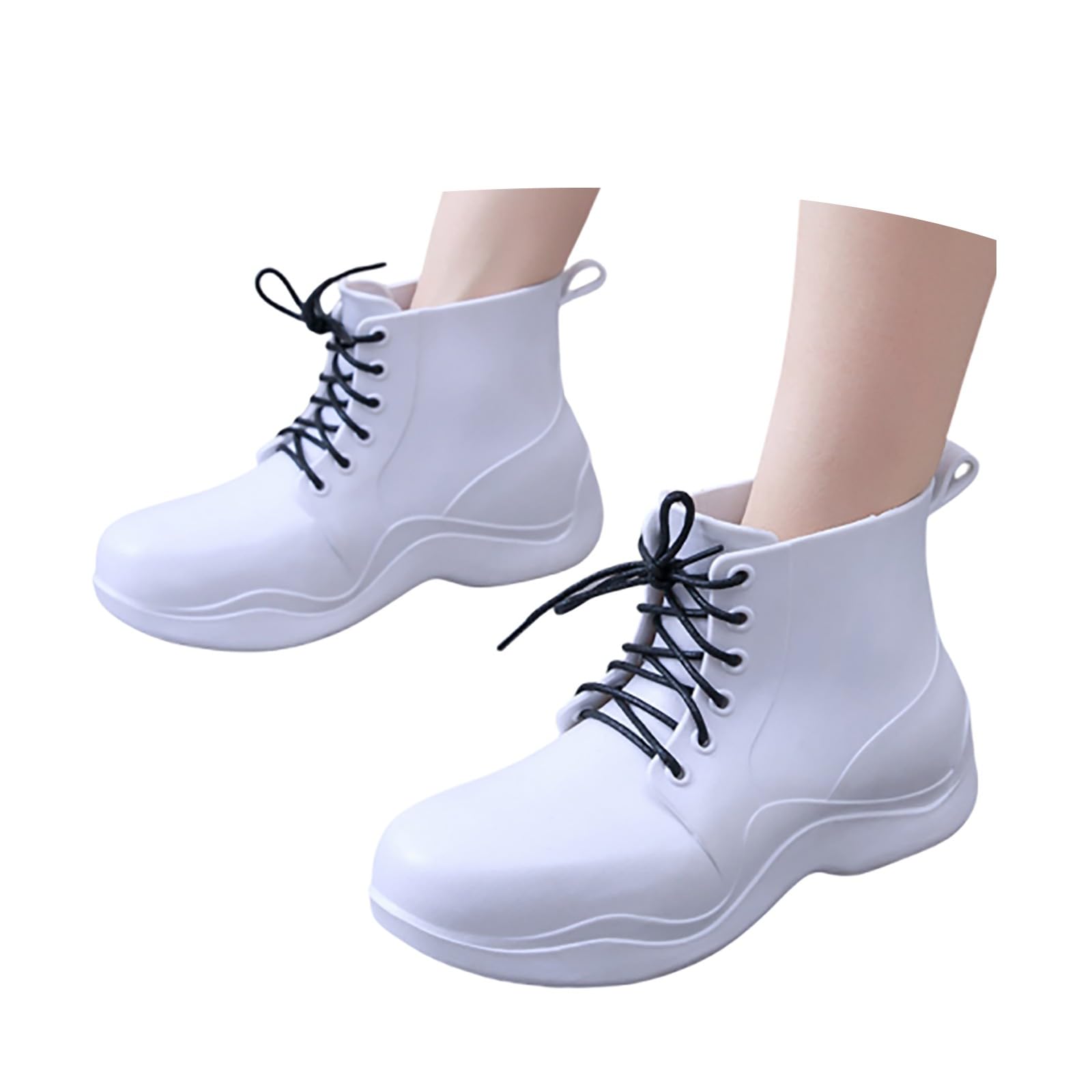 Botas de goma para mujer, con cordones, botas de lluvia, botines de goma, impermeables, antideslizantes, para jardín, botas de lluvia, botas de lluvia, botines de lluvia