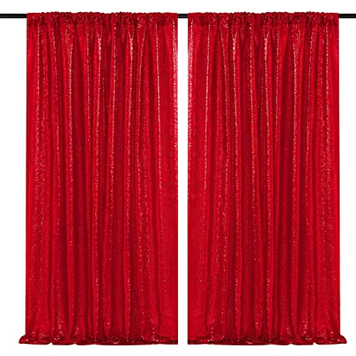 JYFLZQ Telón de lentejuelas rojo 4x10ft 2 paneles miniatura 1