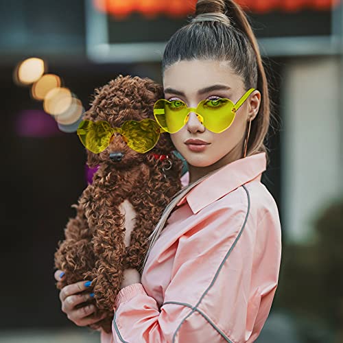 Image of 12 Pairs Heart Glasses Colorful Rimless Heart Shaped Sunglasses Love Glasses for Bachelorette Bride Party Favor