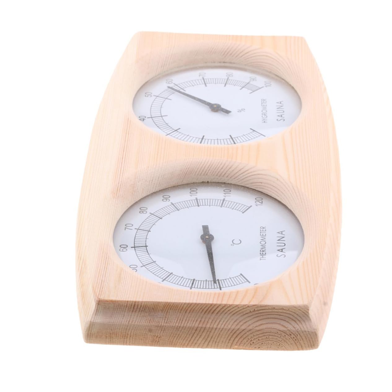Toyvian Wooden Hygrothermograph for Sauna Thermometer Humidity Temperature Read Pointer