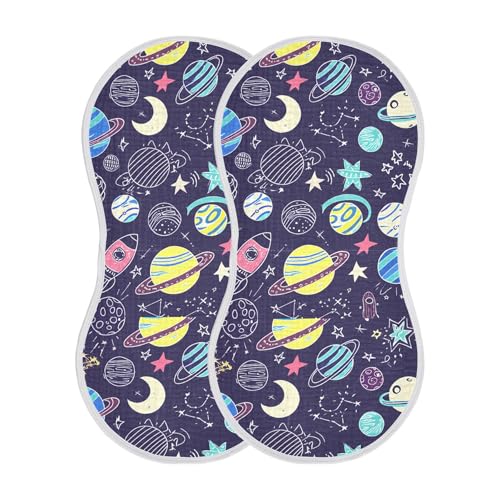 xigua Colorful Planets Muslin Baby Burp Cloths Set of 1, Super Soft & Absorbent Burping Rags, Cotton Burp Clothes Shower Gift for Newborn, Baby Girls and Boys2