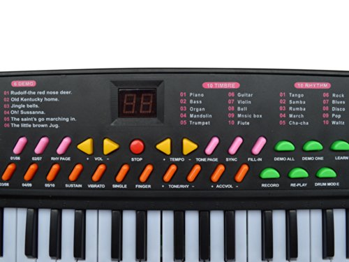 TMS 54 Keys Music Electronic Keyboard Kid Electric Piano Organ Record Playback W/Mic Black