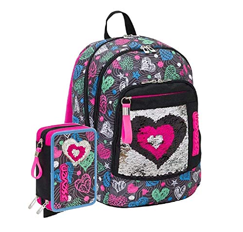 Mochila New Advanced 30 Shineheart Negro 201001995   Estuche Cremalleras 301011922 Lentejuelas