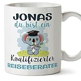 Mugffins Tassen Personalisierten für REISEBERATER Mann - Auf Deutsch - Koalifizierte Personalisierte - 11 oz / 330 ml - Individuell Anpassbar Geschenk Mitarbeiter