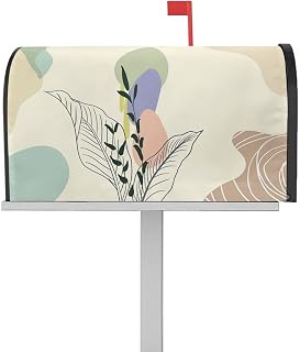 Mailbox Cover Magnetic Mid Century Boho Leaves Abstract Geometric Mailbox Covers Standard Size 21x18in,Mailbox Covers Wrap Post Letter Box Cover for Garden Yard Outdoor Decor Morandi Color Block