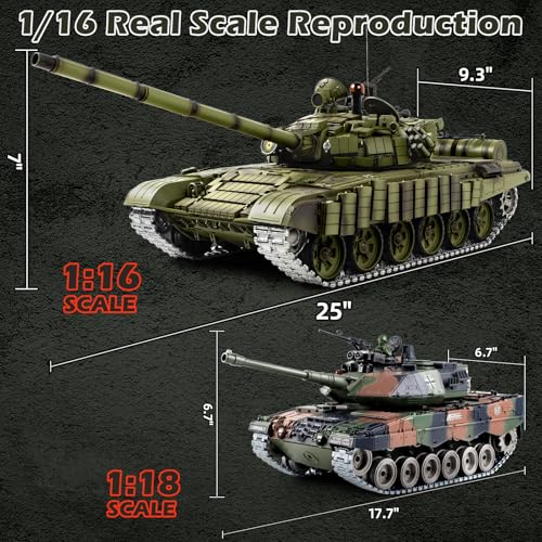 Image of 1 /16 RC Tank, Heng Long Soviet Union T-72 model Army Toy with Smoke, Sound, Light, 2.4G Remote Control Tank That Shoot with Upgraded Metal Track, Idler and Sprocket Wheel, Steel Gearbox, Two Batteries