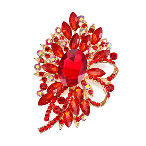 Image of BriLove Women's Stunning Crystal Rhinestone Marquise Large Flower Bow Brooches Scarf Decoration Brooch Pin for Wedding Party
