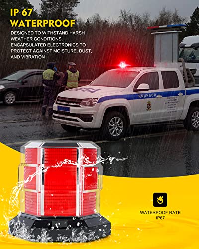 Lumenix Rooftop Beacon Strobe Light 72 Led Safety Warning Flashing Light W/Magnetic/Screw Mount For Emergency Firefighter Vehicle Forklift Trucks Tractor Golf Carts Utv Atv Boat (Red) #TOP3