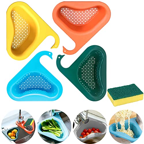 Colador de cocina con forma de cisne, 4 piezas con esponja