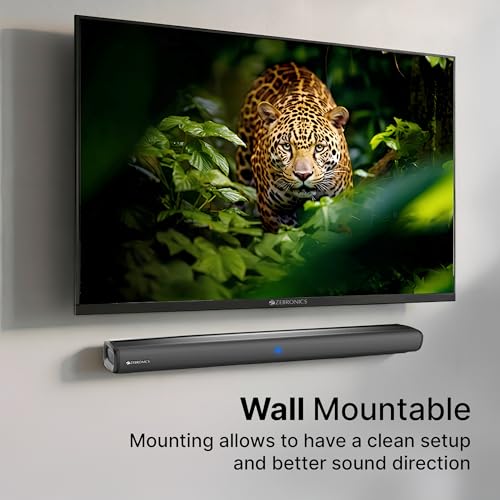 Image of ZEBRONICS 80W Soundbar with Dual Drivers, 2.0 Channel with Dual Drivers, BTv5.4, TV ARC, USB, AUX, LED Indicator, Remote Control, Wall Mountable, (Juke Bar 2550)
