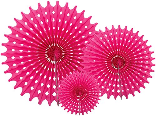 Party Partners Hanging Honeycomb Tissue Fan, Pink, Set of 3