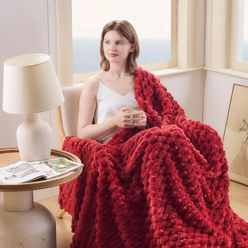 NEWCOSPLAY Fleece Clouds Cozy Twin Blanket for Couch, Red, 60"x80" by NEWCOSPLAY - Used condition - Image 2