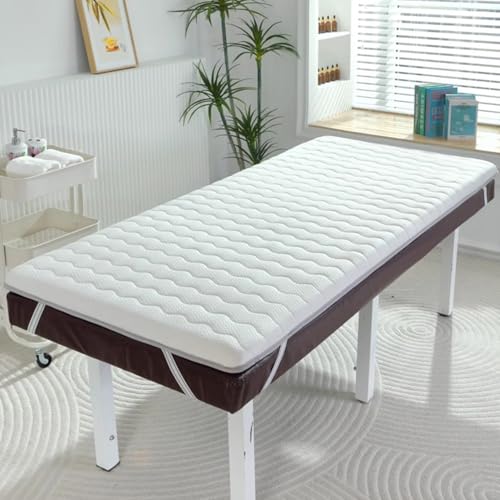 LDLCYCN White(s),180 * 60cm, Mesa De Masaje Colchón Topper Espesor 4Cm Esponja Lash Bed Topper con Banda Elástica Antideslizante Sin Agujero Cama De SPA Acolchado Accesorios De Masaje