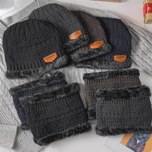 Kids Winter Beanie Hat Scarf Touchscreen Gloves Set Boys Girls 5-15 Years - image 3