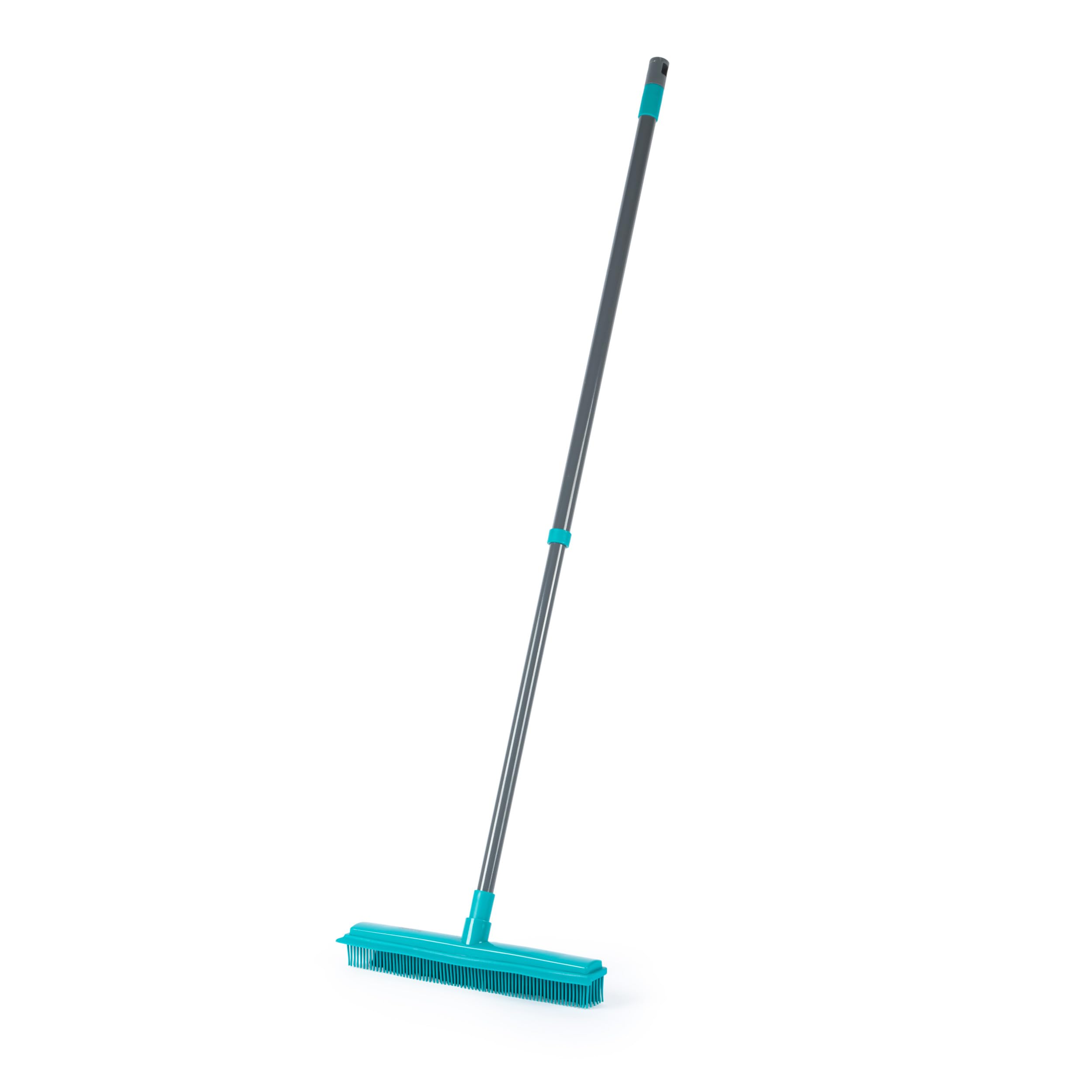 Beldray Antibac Pet Plus Rubber Head Broom – Floor Carpet Cleaning Brush With Squeegee Wiper & Rubber Bristles, Remove Dog and Cat Hair, Telescopic Long Extendable Handle up to 1.2 M