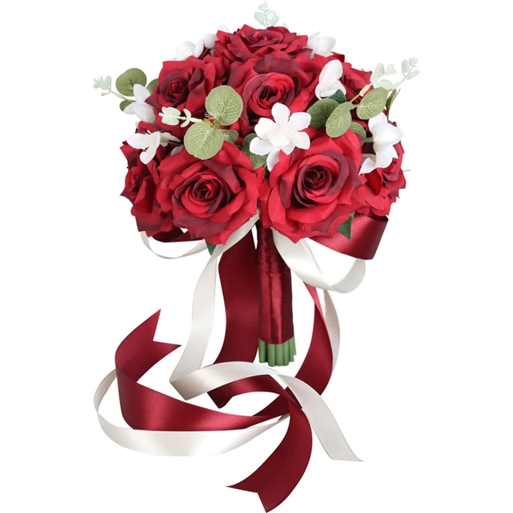 Bouquet de mariée rose artificiel sans flétrissement pour fête