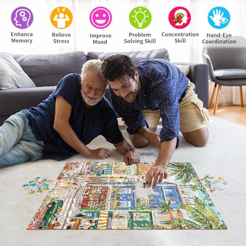 Jigsaw Puzzles for Adults 1000 Piece Puzzle for Adults 1000 Pieces Puzzle 1000 Pieces-Vibrant Tropical Seaside Town 1000 Piece Jigsaw Puzzle miniatura 6