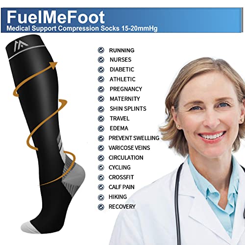 Image of FuelMeFoot 3 Pack Copper Compression Socks - Compression Socks Women & Men Circulation - Best for Medical,Running,Athletic