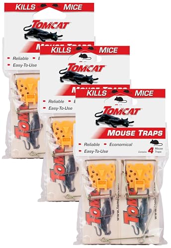 Image of Tomcat Wooden Mouse Traps - Disposable Non-Chemical Mouse Trap for Homes,Garages and Basements,4 Count (Pack of 3)