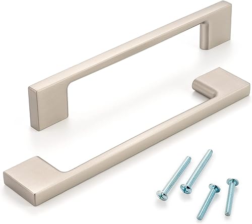 Miniatura 2 de ZP2205 - Tirador de gabinete de cocina de pie ancho de níquel cepillado de 5 pulgadas  Paquete de 10, herrajes sólidos para cajón, aparador, baño,