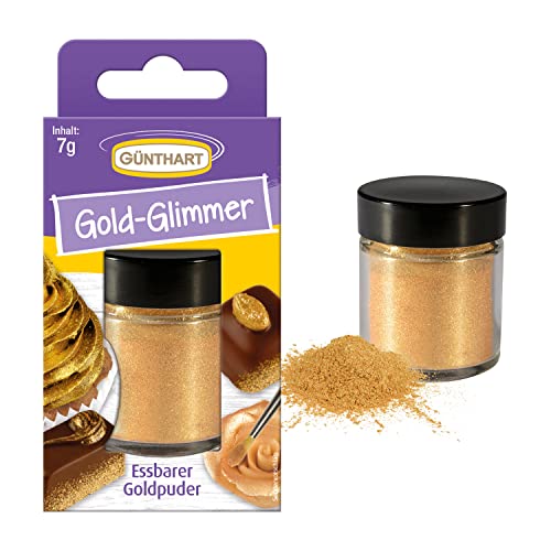 Günthart BackDecor Gold Puder mit Glitzereffekt Glimmer essbarer neutraler Geschmack Glimmer 1er Pack (1 x 7 gr)