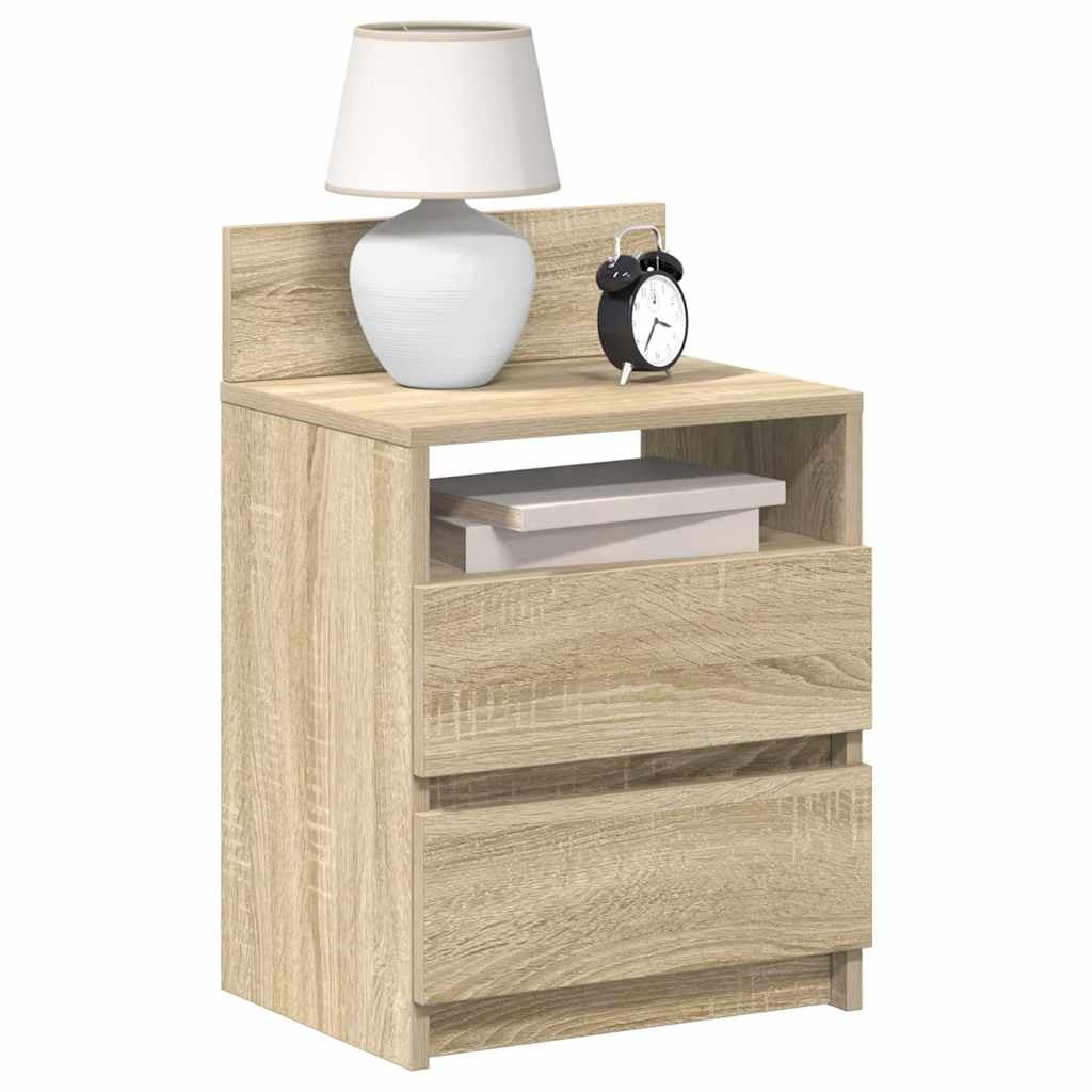 SXZenSpace 858565 Bedside Cabinets 2 pcs with Drawers Sonoma Oak 40x33x60 cm Tables Cabinet Side End Table Nightstand Storage Organizer Home Stand for Bedroom